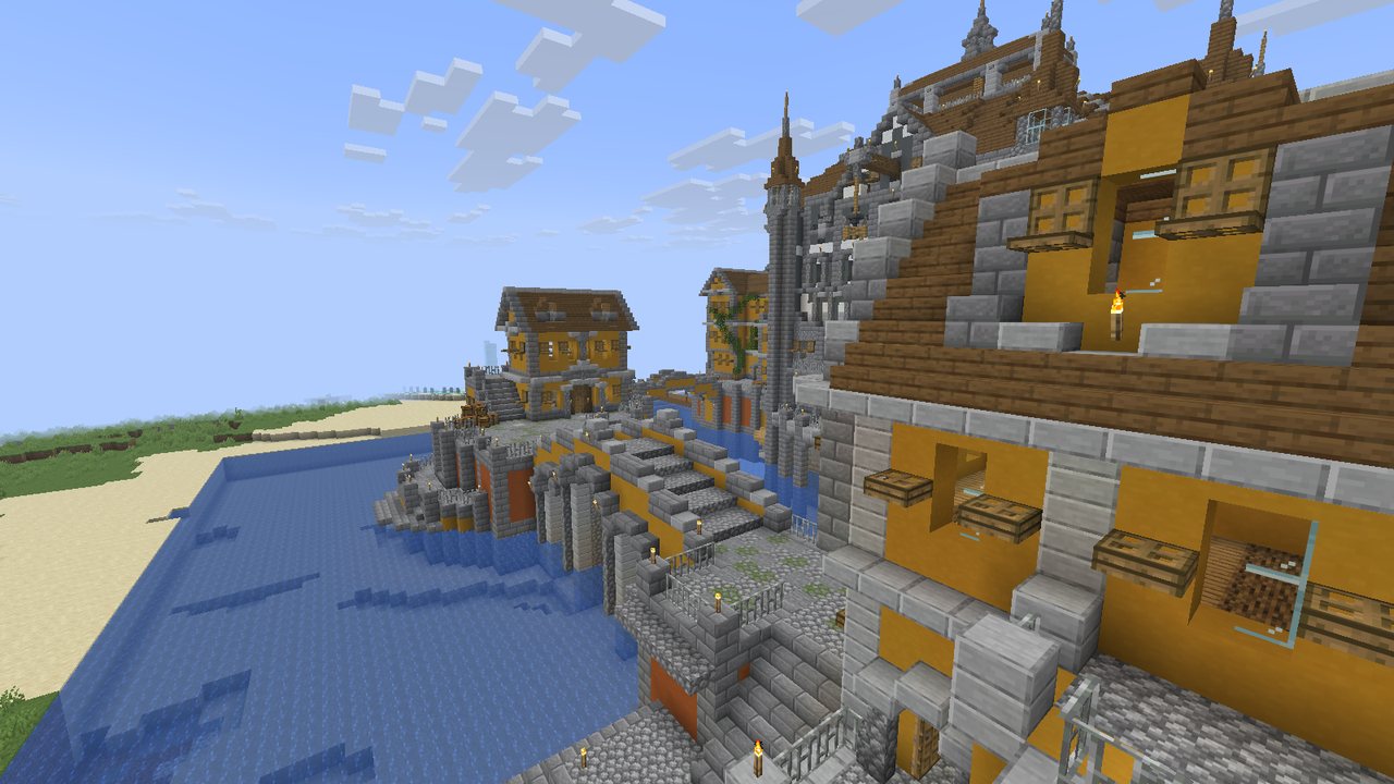 The harbor town across the water from the bay