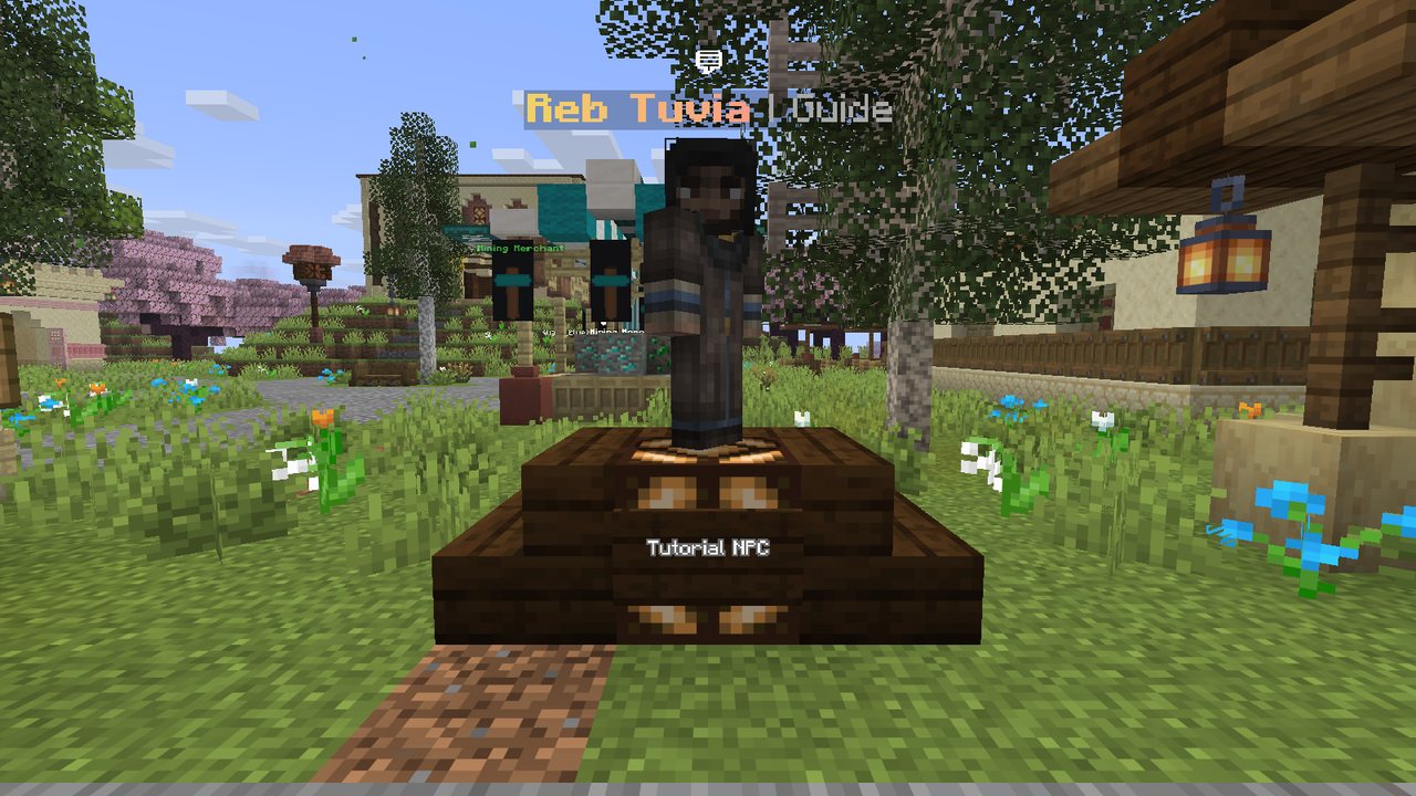 Reb Tuvia the guide by the fountain at spawn
