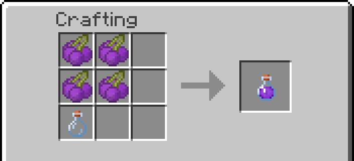 Grape juice crafting recipe: four grapes and a glass bottle
